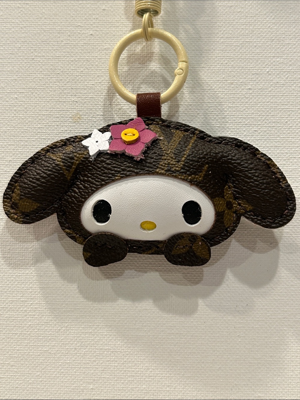 My Melody Upcycled LV Bag Charm Keychain Monogram Logo New Handmade